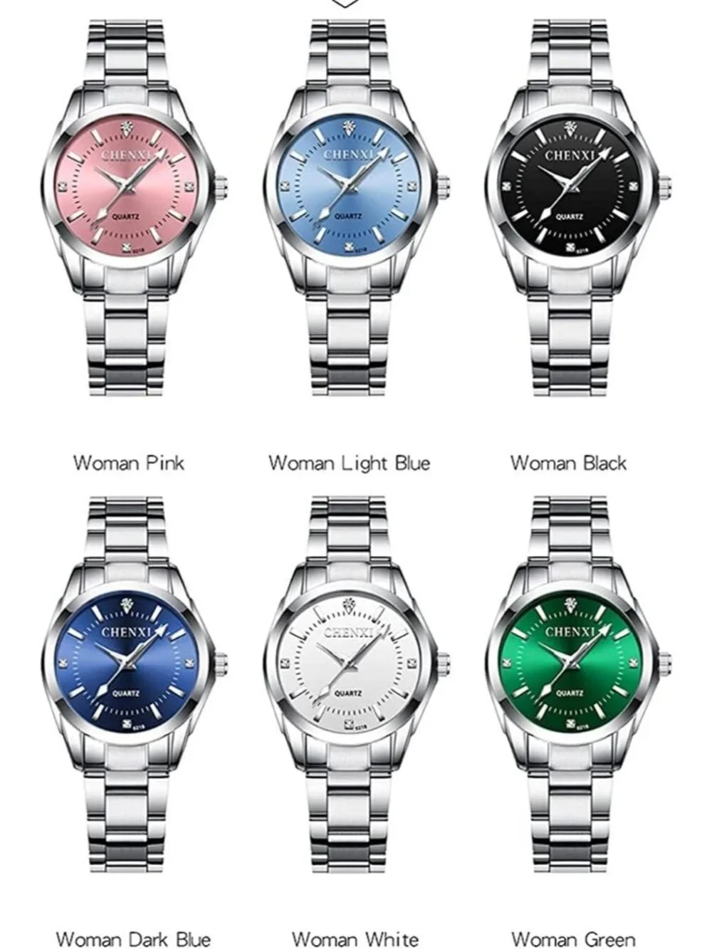 Women's Green Analog Quartz Stainless Steel Luminous Waterproof Dress Watches
